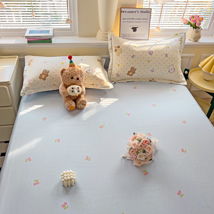 91家纺网 家纺一手货源 找家纺 依庭 2025新款全棉印花花卉款四件套单品系列-单床单 芋泥小狗