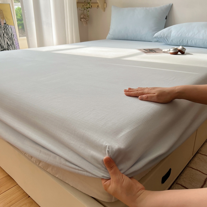 91家纺网 家纺一手货源 找家纺 蜜宿 2025新款A类全棉人字纹床笠（加高） 床笠：樱兰