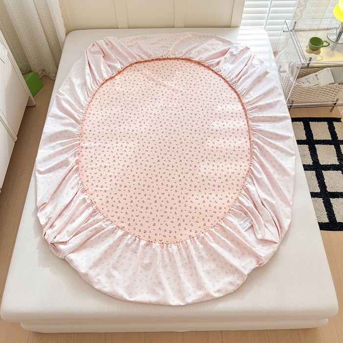 91家纺网 家纺一手货源 找家纺 2025新款老粗布三件套-床笠款 粉玫瑰