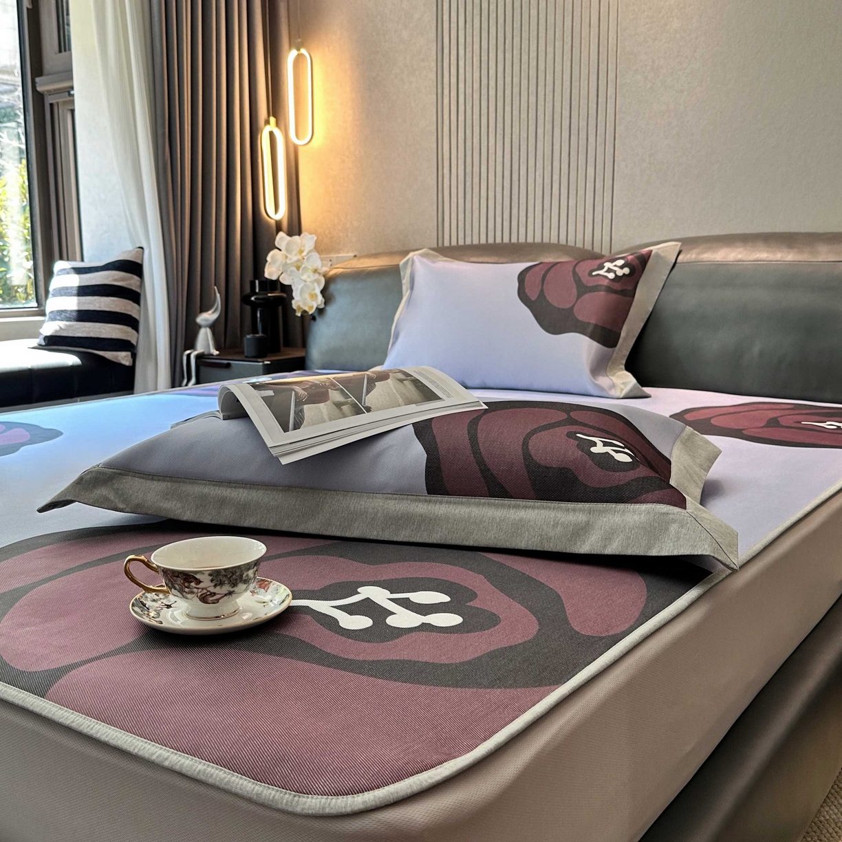 91家纺网 家纺一手货源 找家纺 （总）JUICY 橘滋家纺 2025新款夏日高端轻奢简约数码卡通冰丝席高级凉席床笠