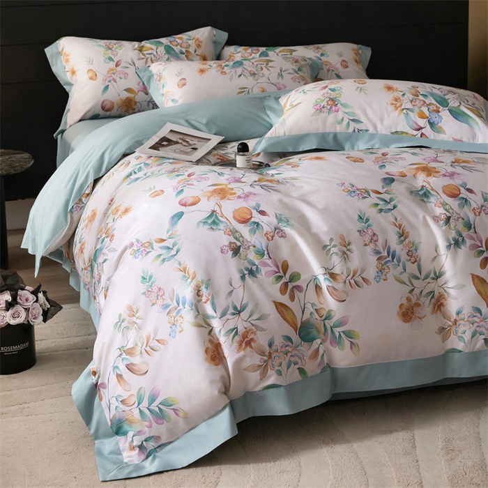 91家纺网 家纺一手货源 找家纺 宏羽纺家纺 2025年高支高密大版数码印花春夏新品 花家境-梦境绿