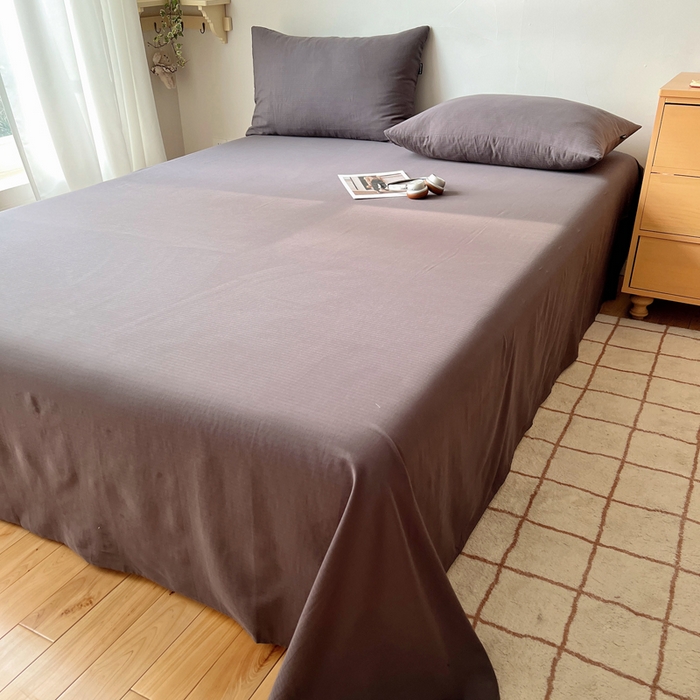 91家纺网 家纺一手货源 找家纺 蜜宿 2025新款A类全棉人字纹床单 床单：炭灰