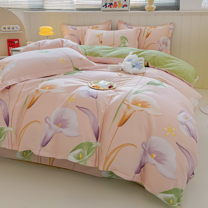 91家纺网 家纺一手货源 找家纺 （总）依庭 2025新款全棉印花花卉款四件套单品系列-单床单