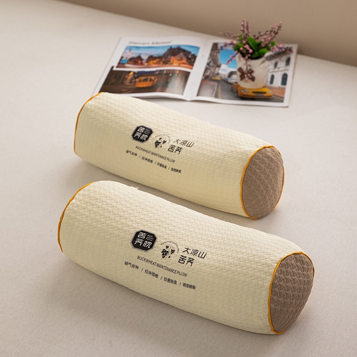 91家纺网 家纺一手货源 找家纺 枕之坊 2025新款针织圆柱颈椎枕 圆柱米色12*40*15cm/只