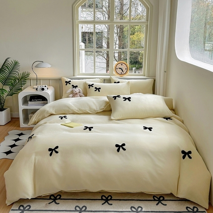 91家纺网 家纺一手货源 找家纺 （总）迪拜家纺 2025新款加厚水洗棉毛巾绣四件套-蝴蝶结