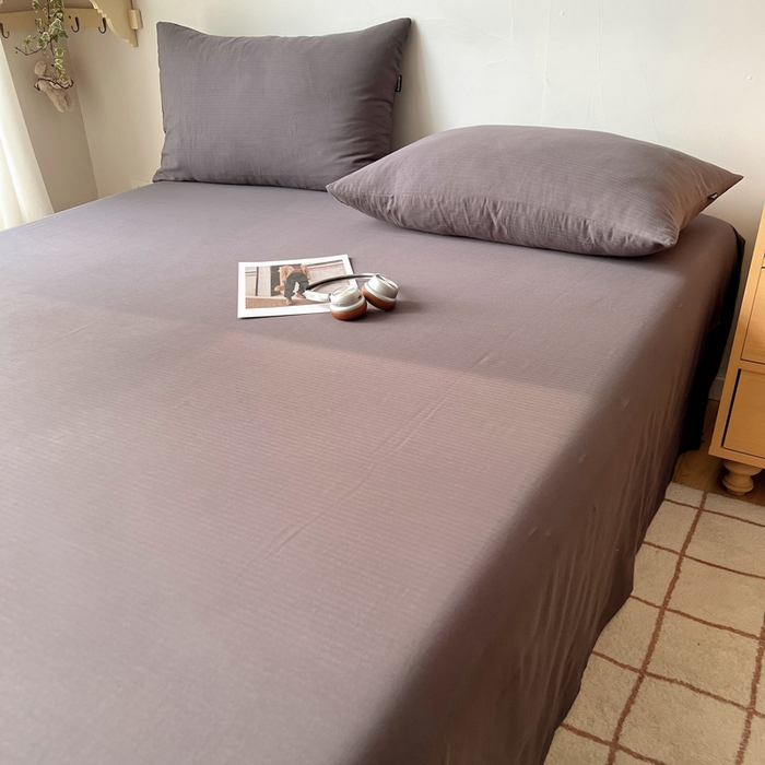 91家纺网 家纺一手货源 找家纺 蜜宿 2025新款A类全棉人字纹床单 床单：炭灰