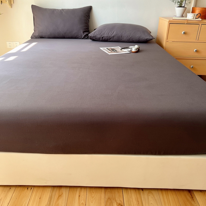 91家纺网 家纺一手货源 找家纺 蜜宿 2025新款A类全棉人字纹床笠（加高） 床笠：炭灰