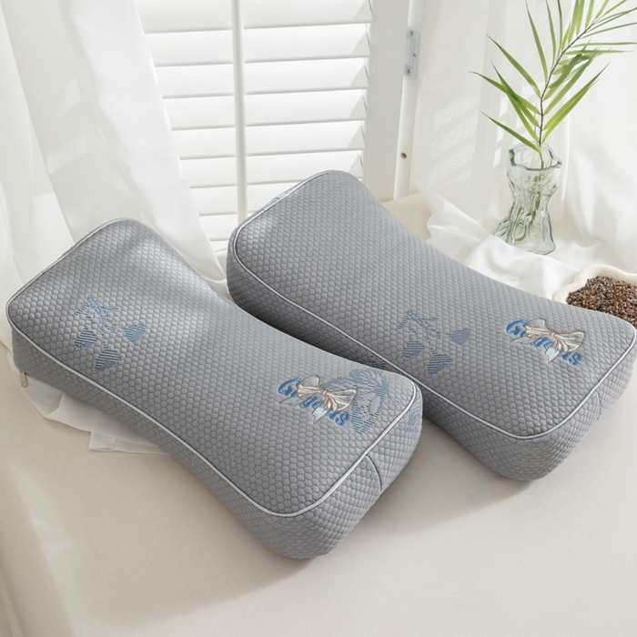 91家纺网 家纺一手货源 找家纺 织布人 2025新款荞麦枕夏季凉感豆豆枕茶叶枕夏凉荞麦枕学生成人家用硬枕 夏凉豆豆护颈椎款-立体蝴蝶灰荞麦枕