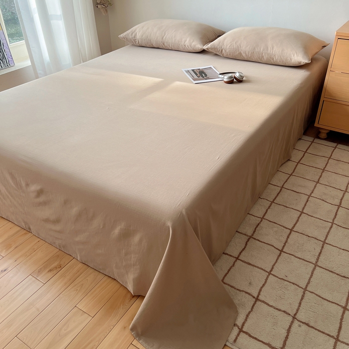 91家纺网 家纺一手货源 找家纺 蜜宿 2025新款A类全棉人字纹床单 床单：奶咖