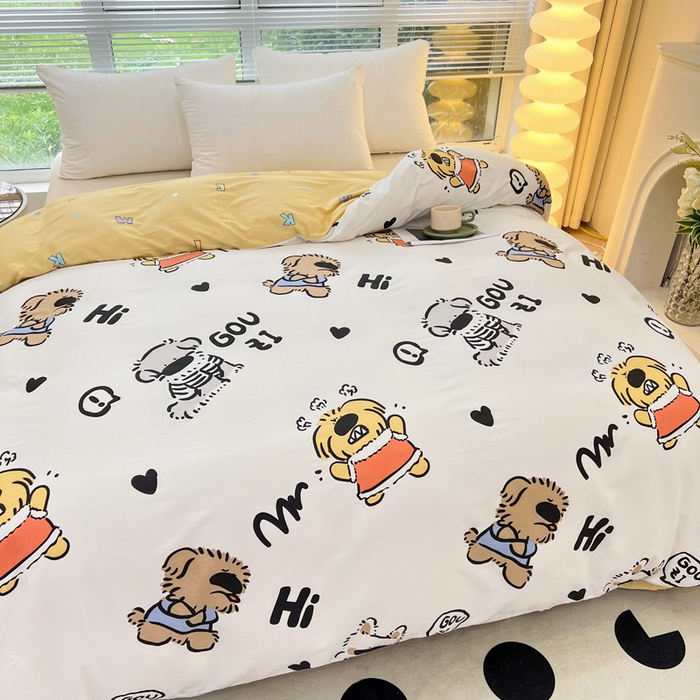 91家纺网 家纺一手货源 找家纺 依庭 2025新款全棉印花花卉款四件套单品系列-单被套 乖蒂奇