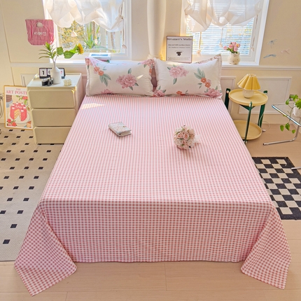 91家纺网 家纺一手货源 找家纺 （总）依庭 2025新款全棉印花花卉款四件套单品系列-单床单