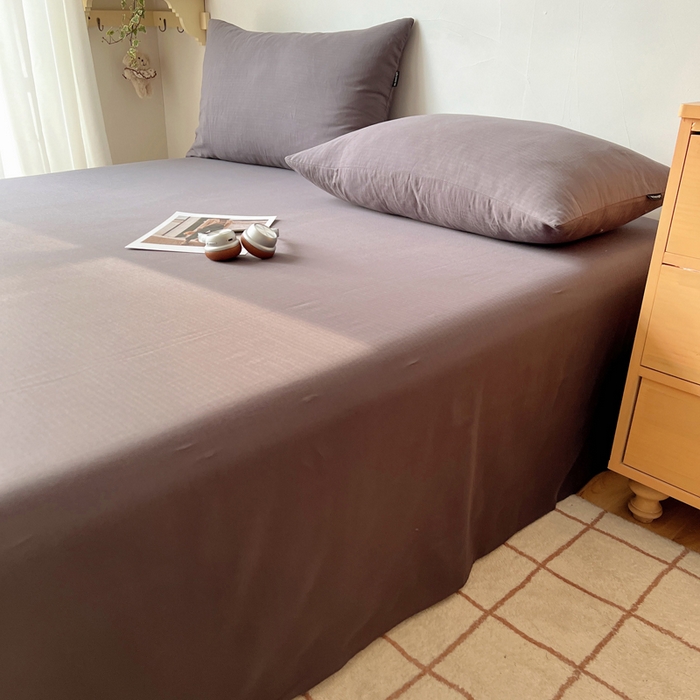 91家纺网 家纺一手货源 找家纺 蜜宿 2025新款A类全棉人字纹床单 床单：炭灰