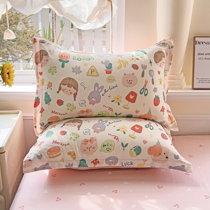 91家纺网 家纺一手货源 找家纺 （总）依庭 2025新款全棉印花花卉款四件套单品系列-单枕套