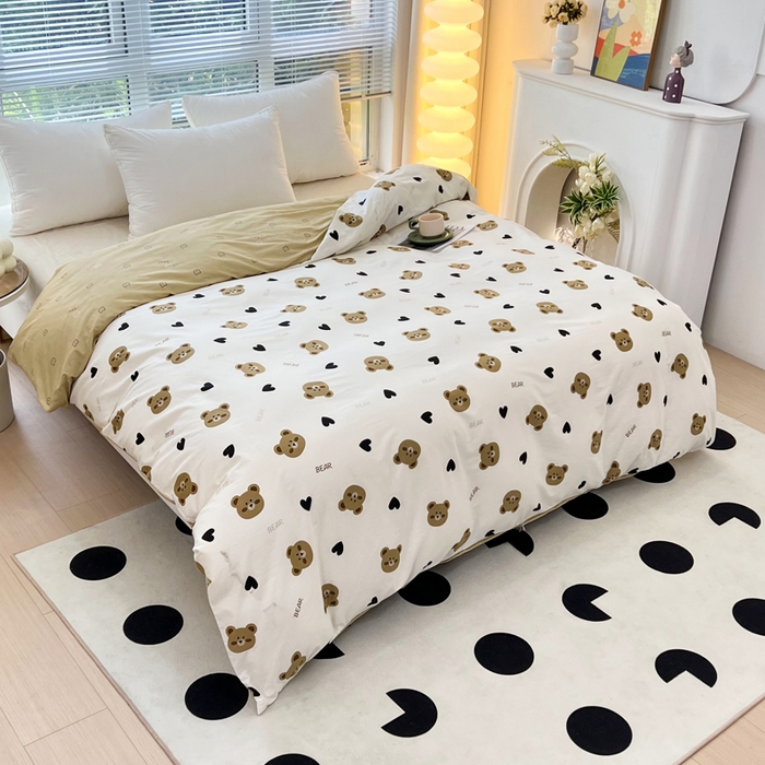 91家纺网 家纺一手货源 找家纺 依庭 2025新款全棉印花花卉款四件套单品系列-单被套 熊圆圆