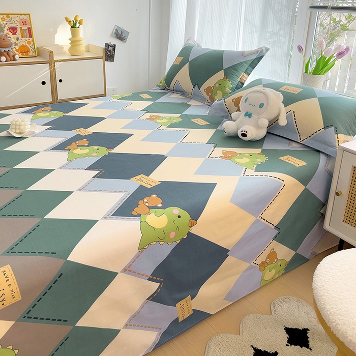 91家纺网 家纺一手货源 找家纺 依庭 2025新款全棉印花花卉款四件套单品系列-单床单 淘淘龙-A版