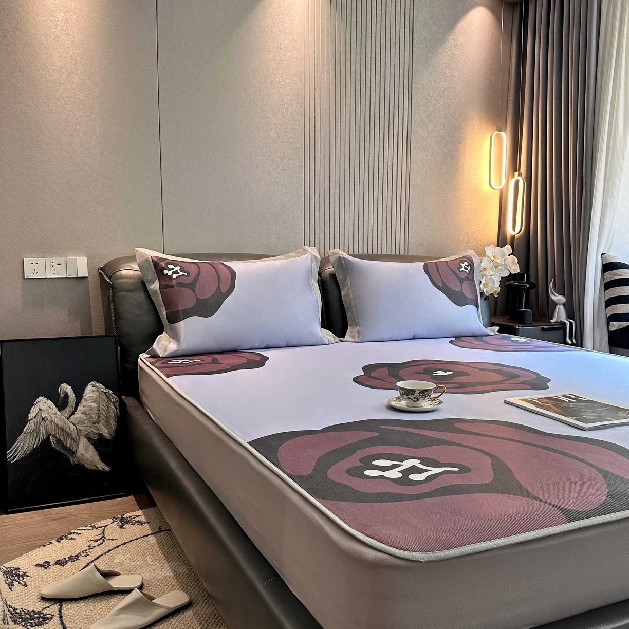 91家纺网 家纺一手货源 找家纺 （总）JUICY 橘滋家纺 2025新款夏日高端轻奢简约数码卡通冰丝席高级凉席床笠