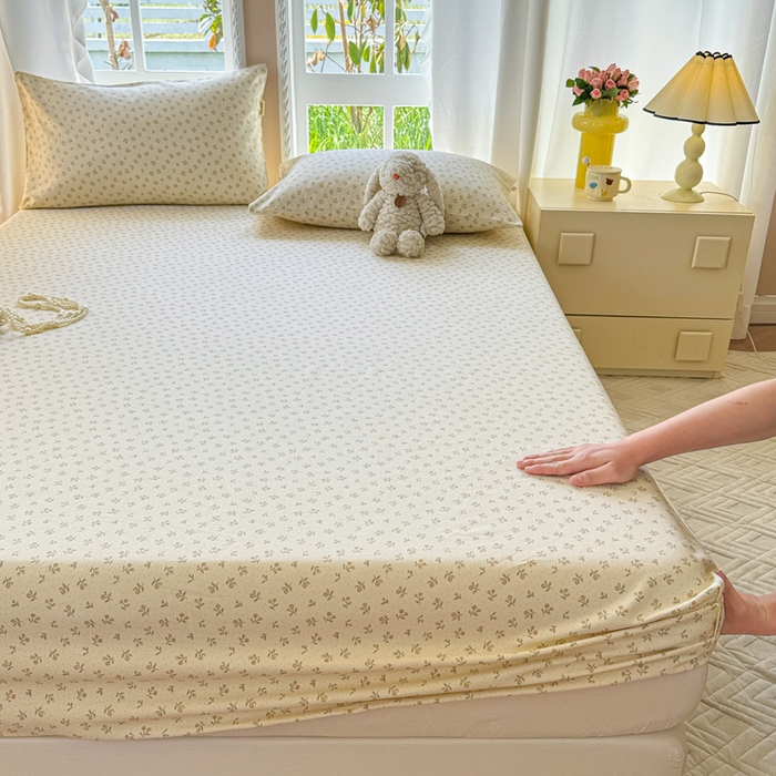 91家纺网 家纺一手货源 找家纺 2025新款老粗布三件套-床笠款 星语