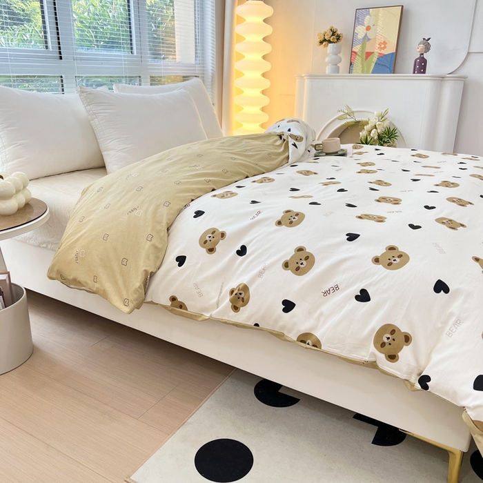 91家纺网 家纺一手货源 找家纺 依庭 2025新款全棉印花花卉款四件套单品系列-单被套 熊圆圆