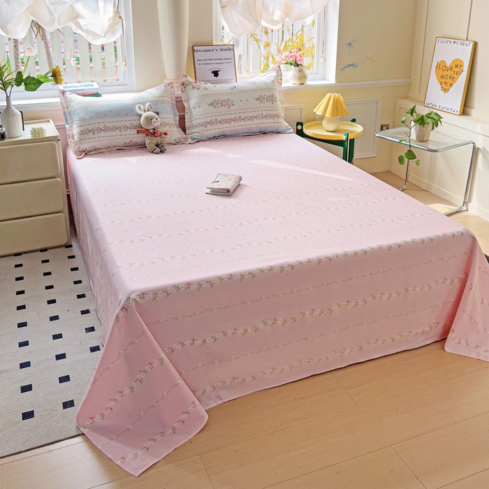 91家纺网 家纺一手货源 找家纺 依庭 2025新款全棉印花花卉款四件套单品系列-单床单 云听若舞