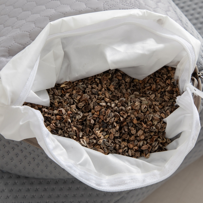 91家纺网 家纺一手货源 找家纺 织布人 2025新款荞麦枕夏季凉感豆豆枕茶叶枕夏凉荞麦枕学生成人家用硬枕 凉豆豆款-四面灰色茶香枕