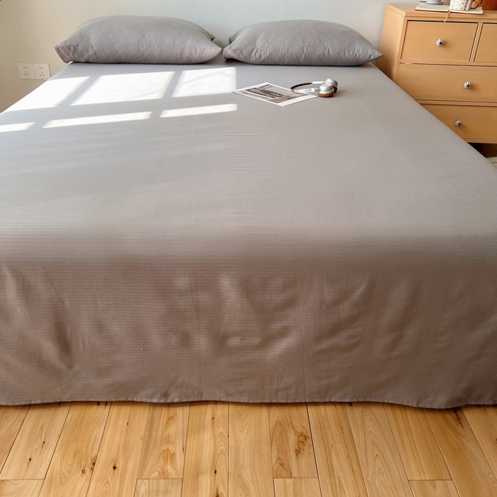 91家纺网 家纺一手货源 找家纺 蜜宿 2025新款A类全棉人字纹床单 床单：浅灰