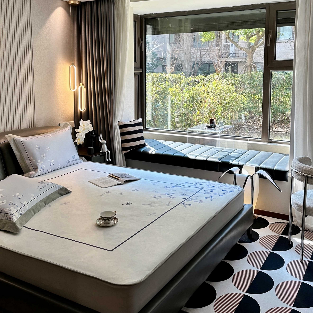 91家纺网 家纺一手货源 找家纺 JUICY 橘滋家纺 2025新款夏日高端轻奢数码冰丝奢简高级凉席床笠 爱琴海微风