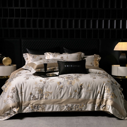 2025新款全棉色织大提花系列双拼系列四件套 安吉拉