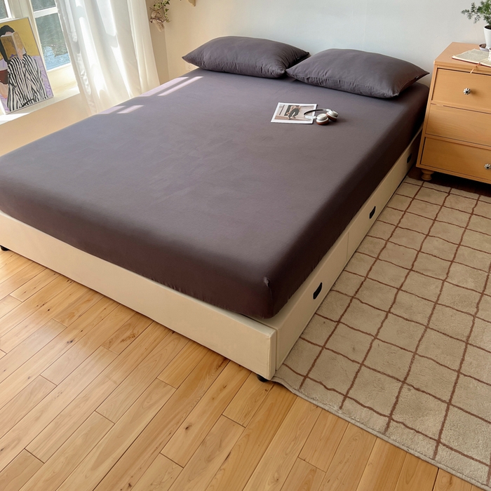 91家纺网 家纺一手货源 找家纺 蜜宿 2025新款A类全棉人字纹床笠（加高） 床笠：炭灰