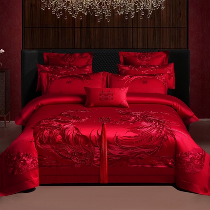 91家纺网 家纺一手货源 找家纺 （总）芊囍纺 2025新款全棉刺绣婚庆四件套