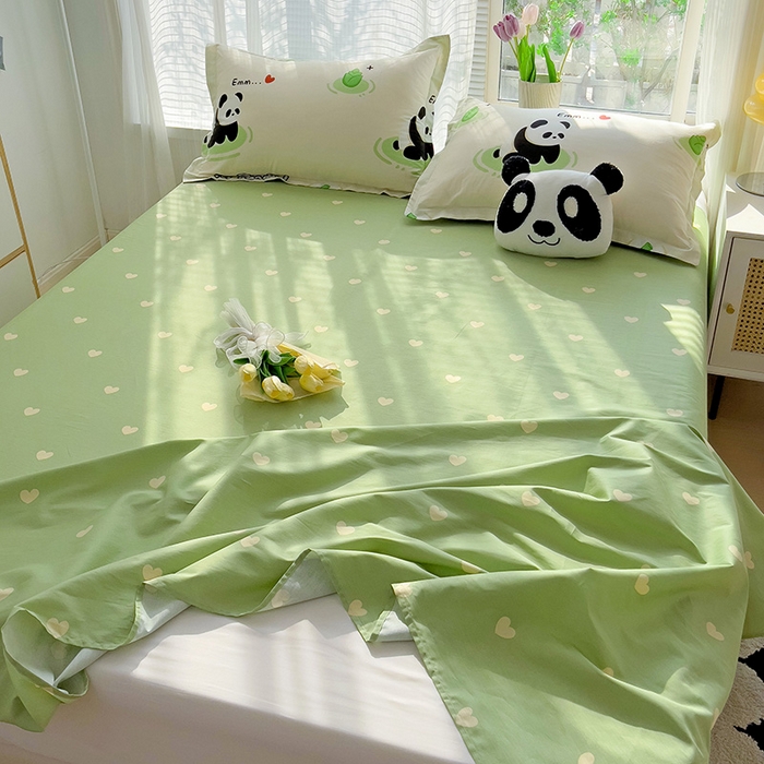 91家纺网 家纺一手货源 找家纺 依庭 2025新款全棉印花花卉款四件套单品系列-单床单 熊猫乐园