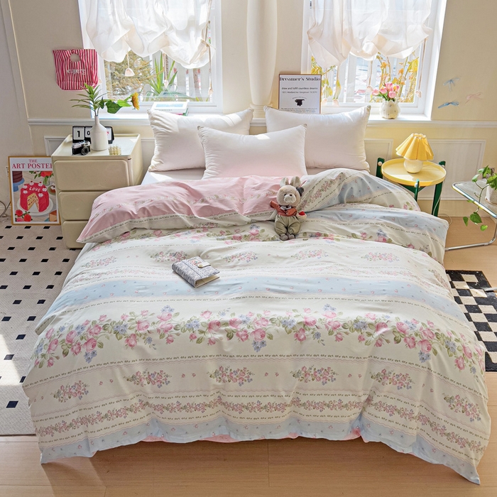 91家纺网 家纺一手货源 找家纺 依庭 2025新款全棉印花花卉款四件套单品系列-单被套 云听若舞