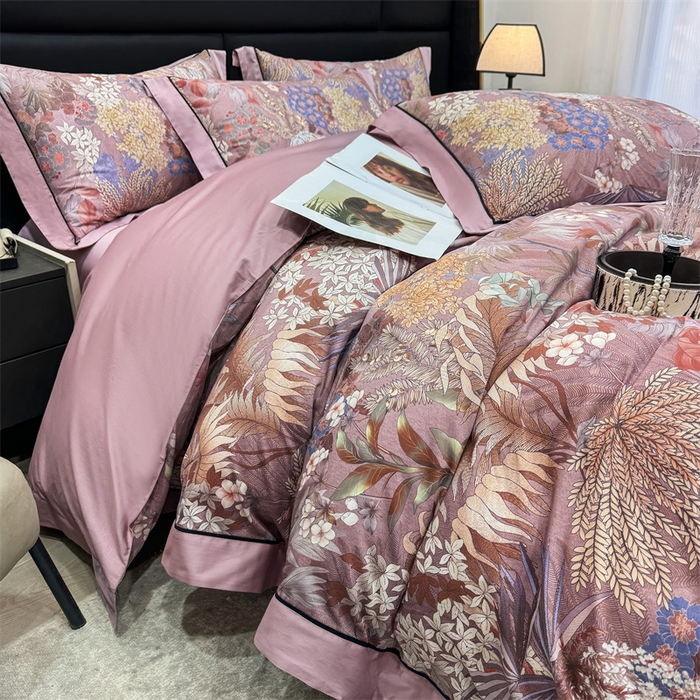 91家纺网 家纺一手货源 找家纺 宏羽纺家纺 2025年高支高密大版数码印花春夏新品 秘境-香芋