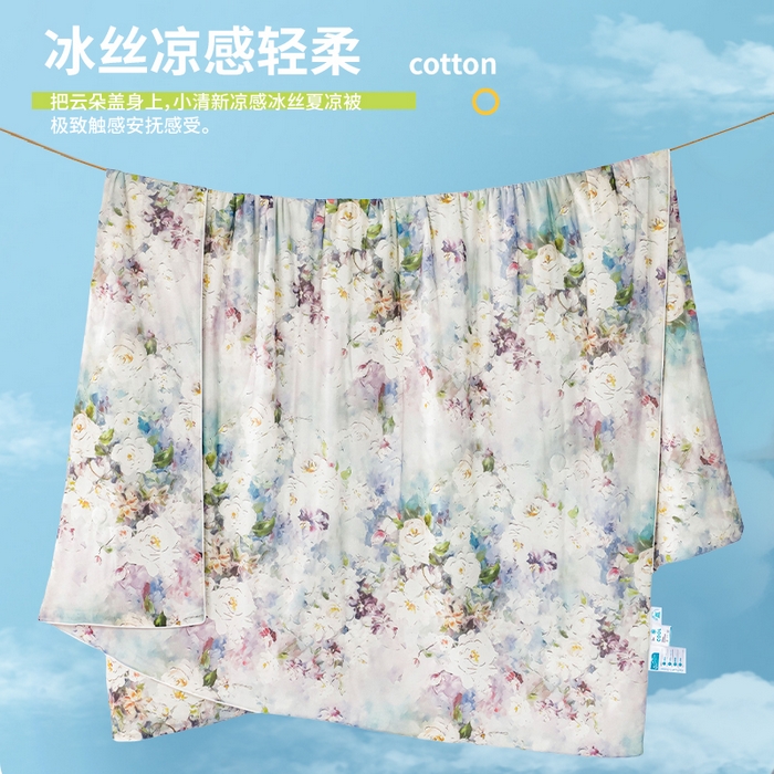 91家纺网 家纺一手货源 找家纺 好老表被业 2025新款亲肤舒适3D印花凉感丝夏被夏凉被空调被 仙境
