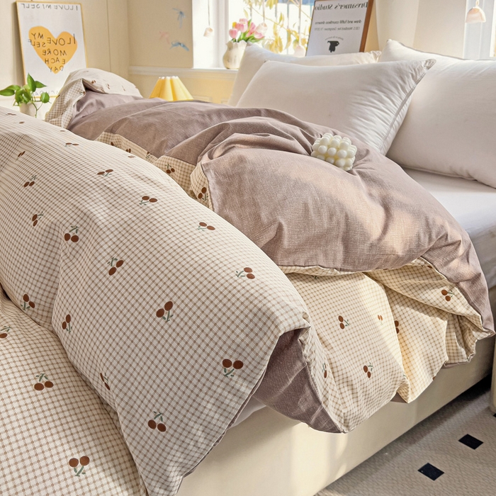 91家纺网 家纺一手货源 找家纺 依庭 2025新款全棉印花花卉款四件套单品系列-单被套 樱姿