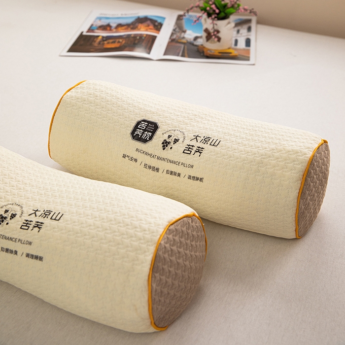 91家纺网 家纺一手货源 找家纺 枕之坊 2025新款针织圆柱颈椎枕 圆柱米色12*40*15cm/只