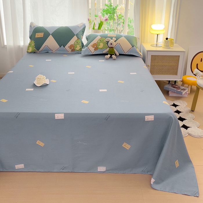 91家纺网 家纺一手货源 找家纺 依庭 2025新款全棉印花花卉款四件套单品系列-单床单 淘淘龙-B版