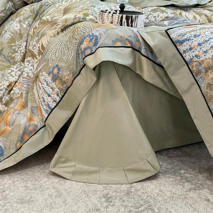 91家纺网 家纺一手货源 找家纺 宏羽纺家纺 2025年高支高密大版数码印花春夏新品 秘境-抹茶