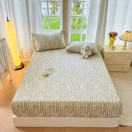 2025新款老粗布三件套-床笠款 斑马纹