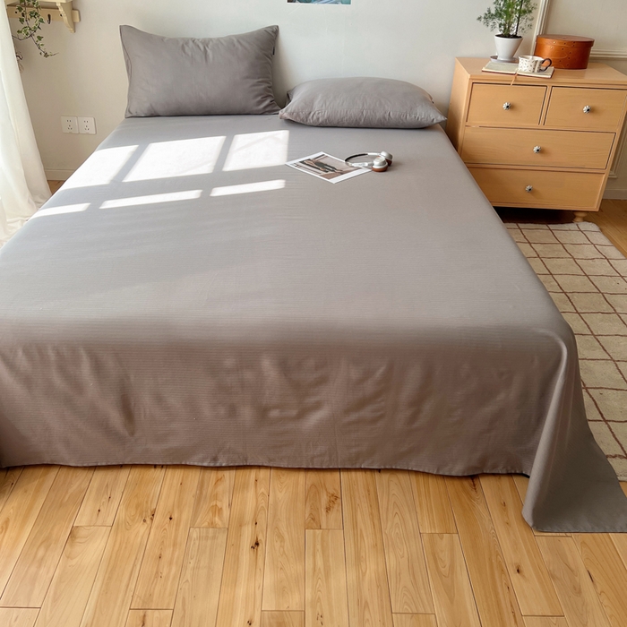 91家纺网 家纺一手货源 找家纺 蜜宿 2025新款A类全棉人字纹床单 床单：浅灰