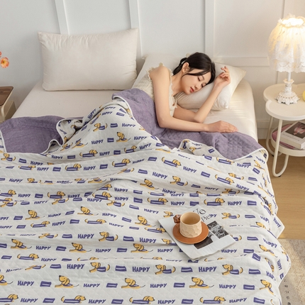 91家纺网 家纺一手货源 找家纺 （总）乐家毛巾被（工厂自产自销） 2025新款A类全棉六层纱印花毛巾被