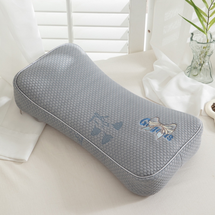 91家纺网 家纺一手货源 找家纺 织布人 2025新款荞麦枕夏季凉感豆豆枕茶叶枕夏凉荞麦枕学生成人家用硬枕 夏凉豆豆护颈椎款-立体蝴蝶灰荞麦枕