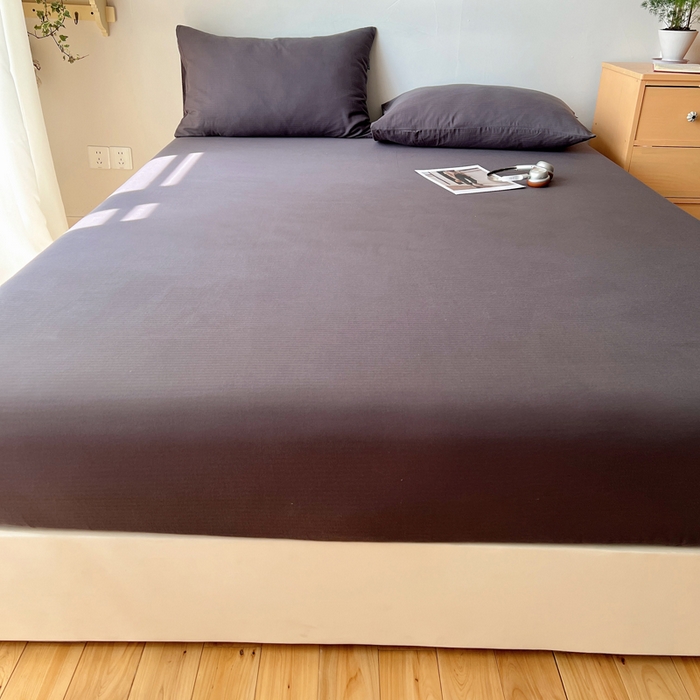 91家纺网 家纺一手货源 找家纺 蜜宿 2025新款A类全棉人字纹床笠（加高） 床笠：炭灰