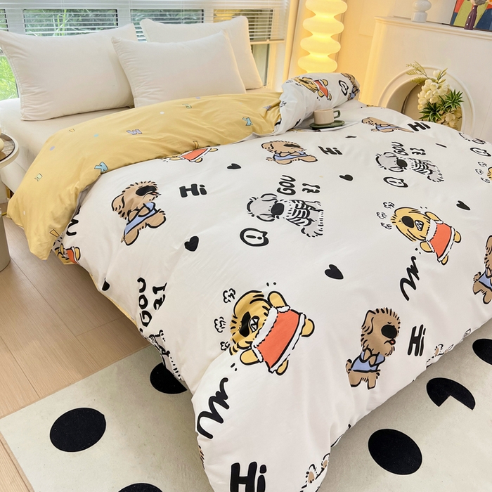 91家纺网 家纺一手货源 找家纺 依庭 2025新款全棉印花花卉款四件套单品系列-单被套 乖蒂奇