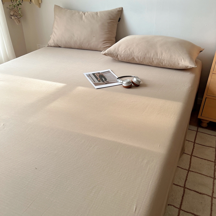 91家纺网 家纺一手货源 找家纺 蜜宿 2025新款A类全棉人字纹床单 床单：奶咖