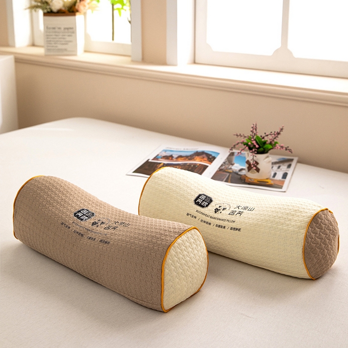 91家纺网 家纺一手货源 找家纺 枕之坊 2025新款针织圆柱颈椎枕 圆柱咖色12*40*15cm/只