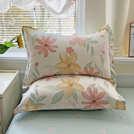 依庭 2025新款全棉印花花卉款四件套单品系列-单枕套 云裳花谷