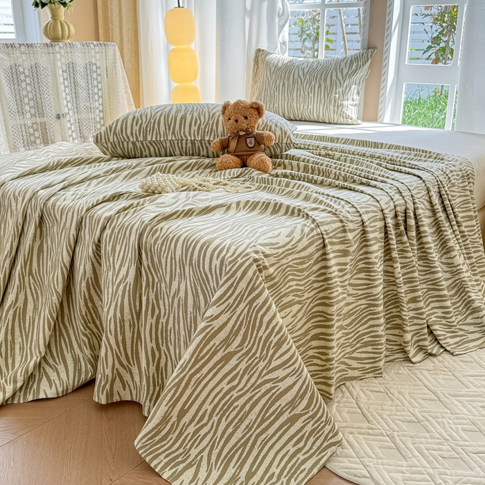 91家纺网 家纺一手货源 找家纺 吉象家纺 2025新款老粗布三件套-床单款 斑马纹