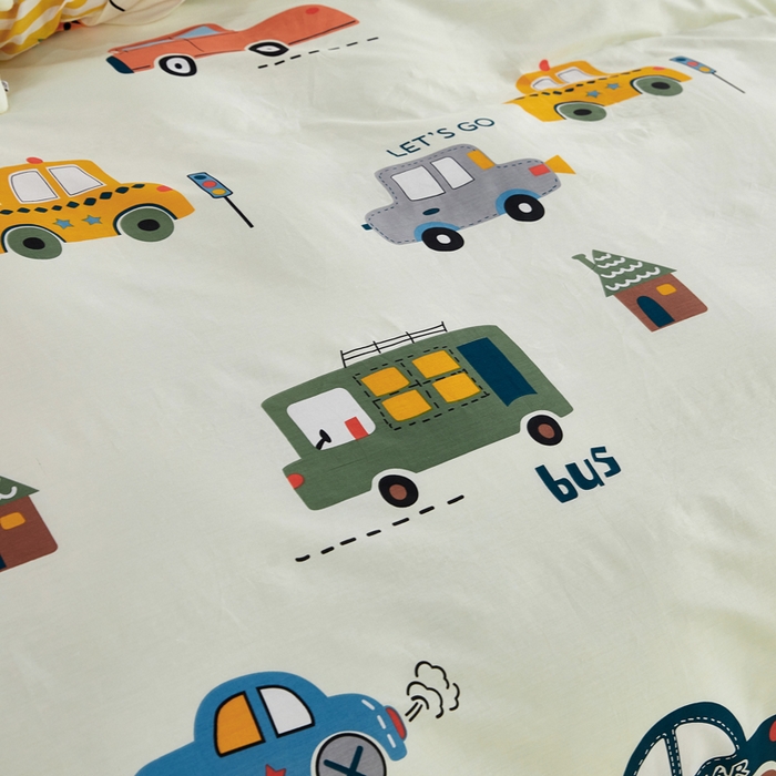 91家纺网 家纺一手货源 找家纺 依庭 2025新款全棉印花花卉款四件套单品系列-单被套 工程车