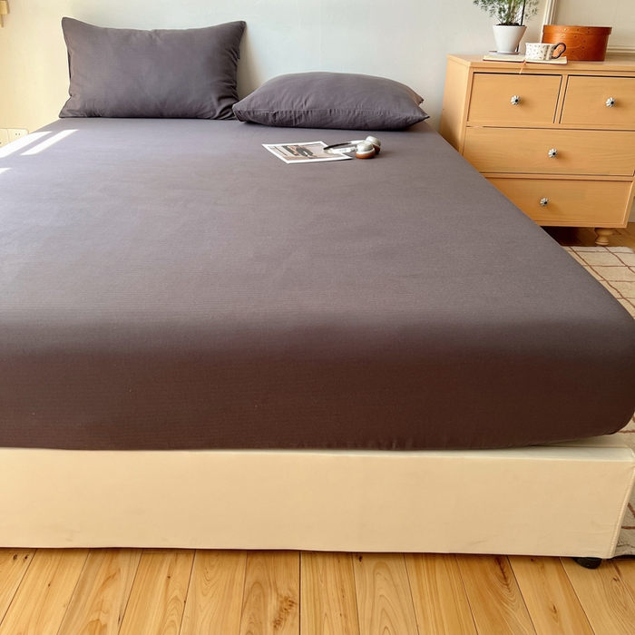 91家纺网 家纺一手货源 找家纺 蜜宿 2025新款A类全棉人字纹床笠（加高） 床笠：炭灰