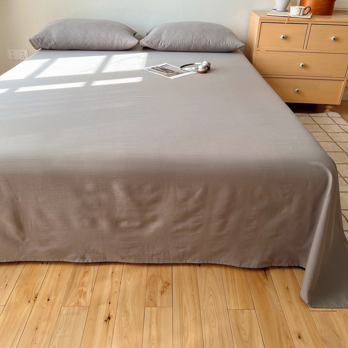 91家纺网 家纺一手货源 找家纺 蜜宿 2025新款A类全棉人字纹床单 床单：浅灰